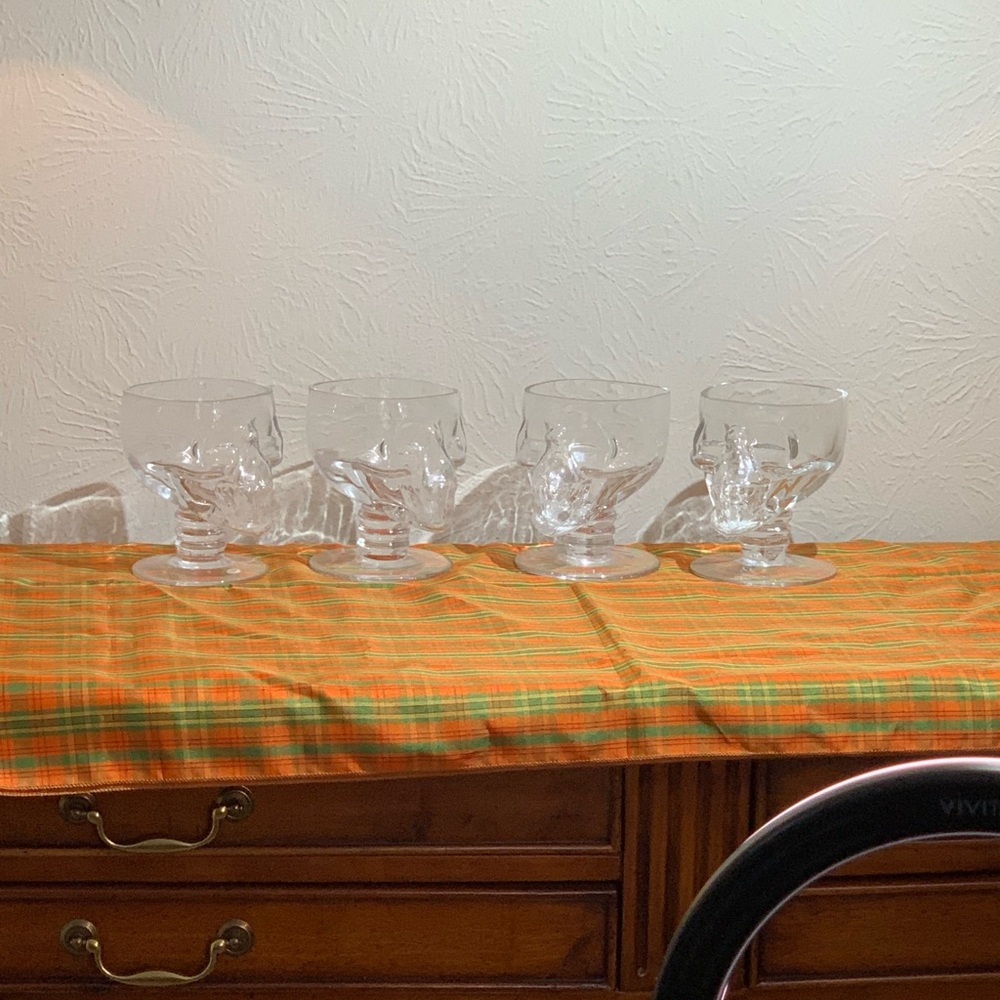 Elegant Halloween Skull Clear Glass Goblets Set of 4